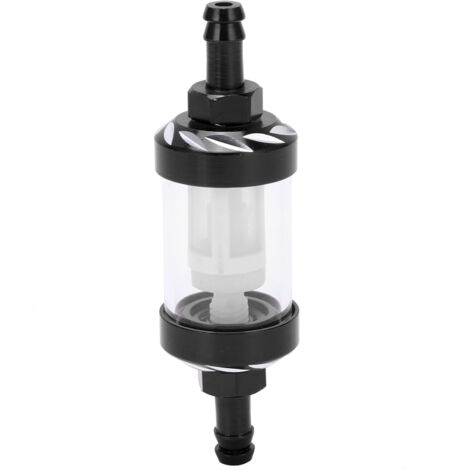 Remplacement de coque en alliage d'aluminium d'élément de filtre à carburant en verre pour voitures ATV SUVs motos Pit BikesBlack (1/5)