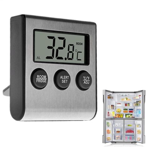 Jeffergarden Thermomètre Réfrigérateur ,Thermomètre LCD Numérique avec Sonde Étanche pour Réfrigérateur Congélateur Aquarium avec l'aimant et le support (1/5)