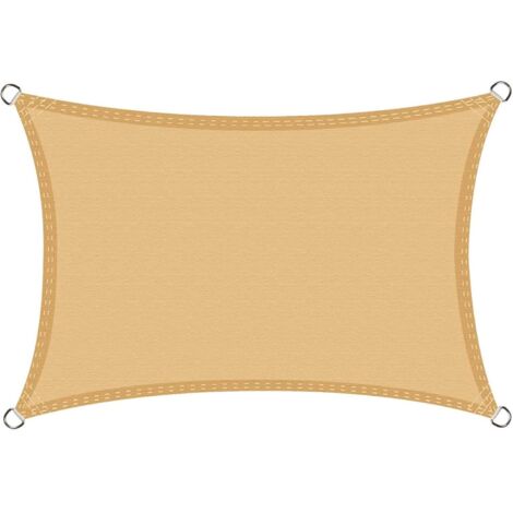 Voile d'ombrage Imperméable Rectangulaire 2x3m, Toile Ombrage PES Résistant à l'eau, Filet dombrage Rectangle 3x2m, Résistant 98% Protection Rayons UV pour Patio Terrasse Extérieur, Sable 2x3 (1/4)