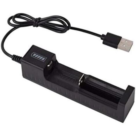 Batterie au Lithium Chargeur USB Lampe de Poche éblouissante Accessoires 18650 Chargeur 26650 Chargeur de Batterie au Lithium Intelligent 3.7v, Noir (1/5)
