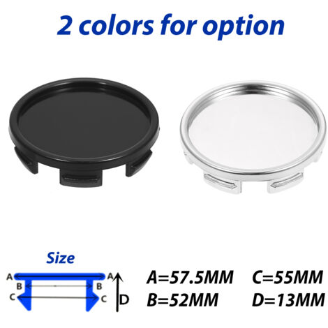 Jeffergarden Lot de 4 cache-moyeux de roue universels ABS de 55 mm
