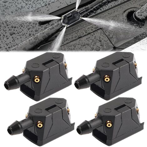 4 Pièces Gicleur Lave Glace, Buses D'Essuie-Glace De Pare-Brise Universelles, Gicleur Essuie Glace Voiture, Pare Brise Gicleur Lave Glace pour Bras d'Essuie-Glace De 8 mm 9 mm(Noir), Non original (1/5)