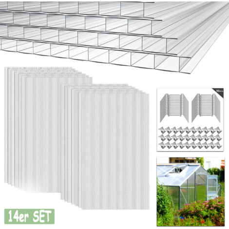 Hengmei – Serre de jardin polycarbonate 14 plaques alvéolaires 4mm – Surface 10,25 m² – Résistante aux UV – Installation facile avec accessoires - olaire10