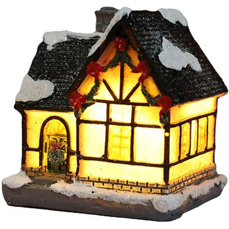 Jeffergarden Maison lumineuse LED en résine, décorations de nol, scène de nol, maison de Village, ville, cadeaux de nol