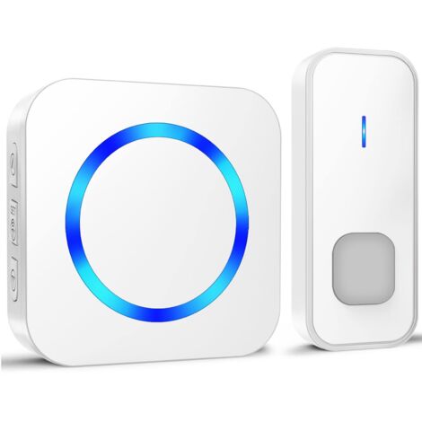 Aougo – Sonnette sans fil étanche 400m – Kit carillon électronique avec 55 mélodies et 5 niveaux de volume – Indicateur LED bleu – Installation facile (1/5)