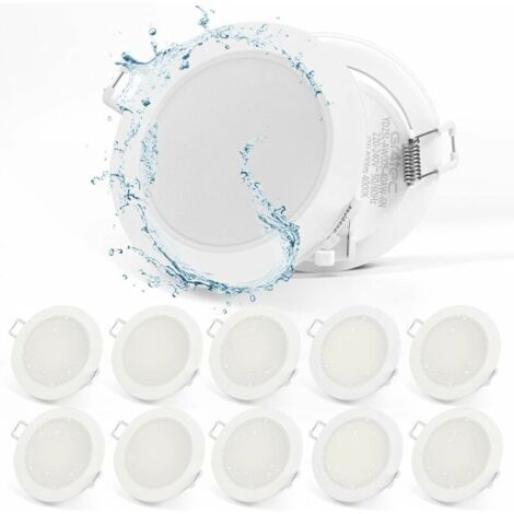 Litzee – Spot encastrable LED extra plat 220V 10x5W – 400LM 4000K blanc neutre – IP65 pour salle de bain – Trou 68-80mm – Ultra-mince 35mm (1/5)
