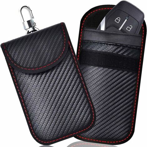 Etui Anti RFID Clé Voiture Signal Blocage Faraday Pochette Sac, Lot de 2 Pochettes Blocage Signal RFID pour Clé Voiture, Étui de Protection Anti RFID en Fibre de Carbone..DEBUNS (1/5)