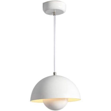 Luminaire Suspendu LED, Insertion En Forme De Boule Encastré Lumière Modernisme Suspension En Métal Lampe Suspendue Pour Salon Chambre Salle À Manger Cuisine Îlot-10"/25cm Blanc Macaron, éclairage tri (1/5)