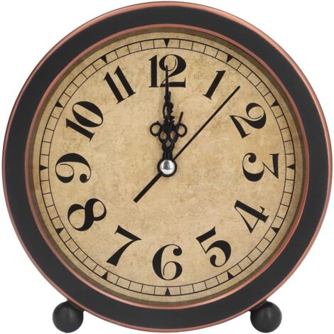 Réveil analogique rétro Vintage, réveil Rond, Petite Horloge de Bureau, Super silencieuse, sans tic-tac, Petite Horloge pour la décoration intérieure (1/5)