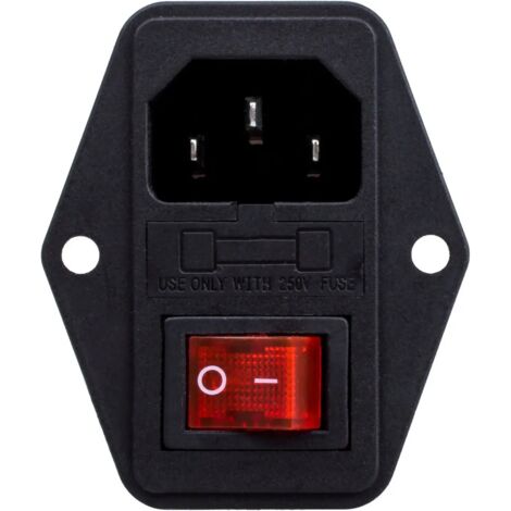 Prise alimentation mâle interrupteur module admission 3 broches 10A 250V C14 IEC320 (1/5)