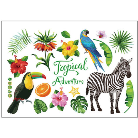 Jeffergarden Autocollants muraux de sol de forêt tropicale tropicale, pour la maison, la chambre à coucher, décoration d'arrière-plan d'affaires, SK7169 (1/5)