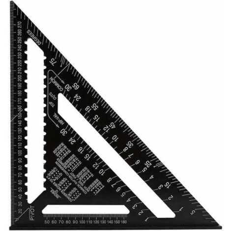 querre Triangle Metrique Professionnel, 30cm/300mm querre de Charpentier Haute Prcision, Rgle d\'angle Menuiserie en Alliage d\'aluminium Outil de Mesure Bois Speed Square Noir (1/5)
