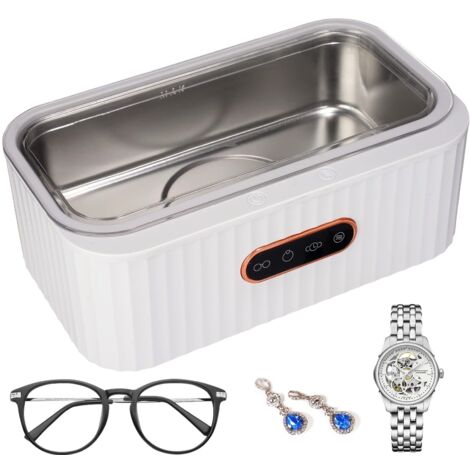 Nettoyeur Ultrasons, Nettoyeur Ultrasons Lunettes 45 kHz avec 4 Modes, 400ml Ultrasonic Cleaner, Acier Inoxydable Nettoyant Ultrason Bijoux pour Lunettes, bagues, Montres,Montres, Dentier (1/5)