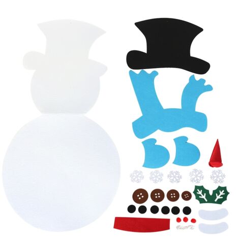 Jeffergarden Bonhomme de neige en feutre pour enfants, cadeaux pour enfants, bricolage, ornement de nol détachable, jeux muraux suspendus pour décorations de nol, écharpe bleue (1/5)