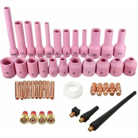46 Pieces / ensemble TIG gaz lentille collet corps buse d'alumine Kit assorti pour SR WP-9 WP-20 WP-25 torche de soudage TIG,de DEBUNS (1/4)