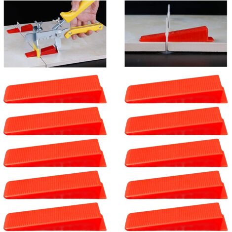 Carrelage Système de Nivellement Cales, Cale Niveleur Entretoises pour Carrelage Carreleur Niveleur Entretoises Clips Coins, 100 pièces, Rouge