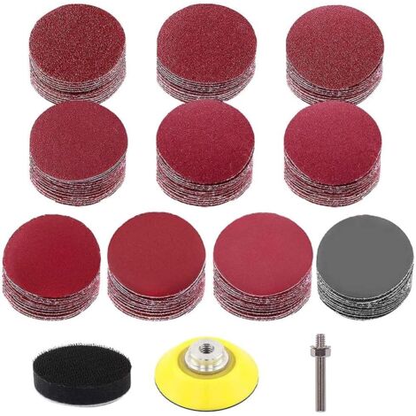 100 Pièces Disques Abrasifs 50mm Disques Papier Abrasif Grain 80 120 180 240 320 400 600 1000 2000 3000 Kit de Ponçage Disques Abrasifs 2 Pouces (1/5)