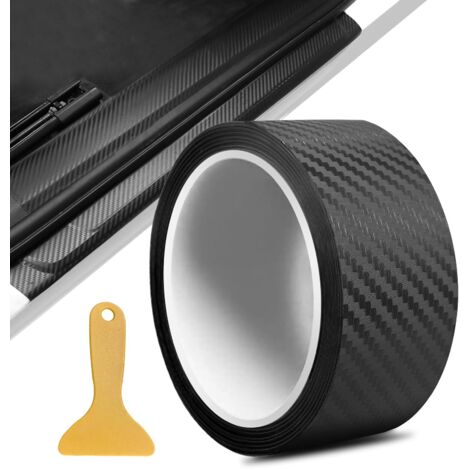 Film Carbone Voiture, 5cm x 5m Autocollant Carbone, 3D Bande Autocollante Voiture, Protection Seuil de Porte Voiture Covering Carbone, Adapté pour Voiture Moto (Noir)