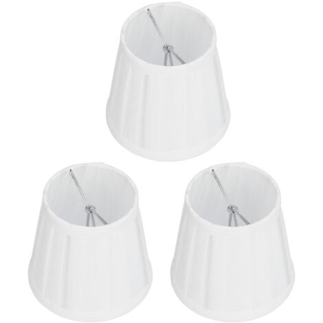 GARRYFIZH 3 pièces abat-jour en tissu E14 Clip sur couvercle de lampe en tissu pour lustre applique bureau décor à la maison (blanc)