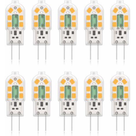 G4 2W LED Ampoule, 20W Ampoules Halogènes équivalentes, Blanc Chaud 3000K,200Lm,12x SMD,12V AC/DC - Pack de 10 [Classe énergétique A+] (1/6)