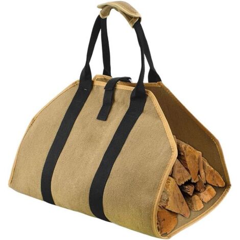 panier buche sac a buches panier bois pour cheminée sac a buches de bois chariot transport bois de chauffage (1/5)