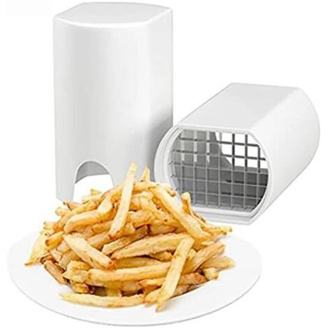 Lauwexe – Coupe-frites professionnel tout-en-un – Grille de coupe pour frites et légumes – Matériau ABS – Compact 9,5 x 14 x 8 cm – Fond antidérapant