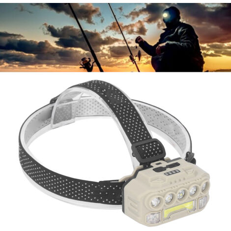 Lampe frontale COB LED Lampe frontale de camping pour l'extérieur avec bandeau réglable Lampe frontale légère Indicateur de batterie Gesture Sensing 1200MAH,DUBUNS