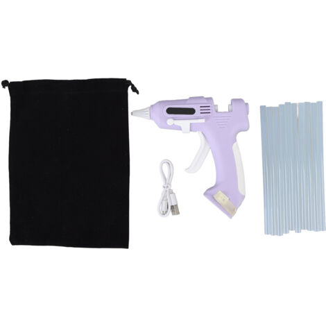 GARRYFIZH Electric Hot Melt Set with 10 7mm High Tack Sticks, Cordless Melting Tool for Home and Crafts, Purple