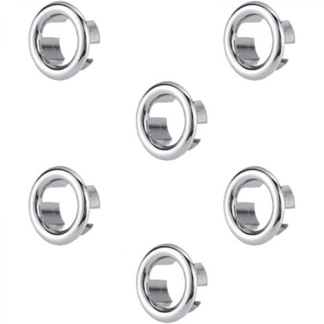 Anneaux de trop-plein argentés, diamètre extérieur de 3 cm, lot de 6 couvercles de trop-plein pour lavabos de salle de bain et de cuisine (1/4)
