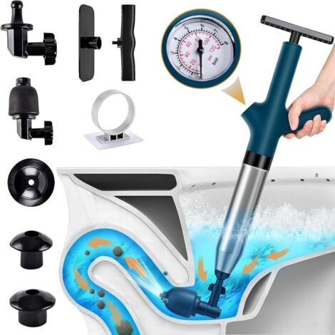 Ensemble de déboucheurs WC à air comprimé haute pression, outil de débouchage multifonctionnel pour toilettes et canalisations (1/4)