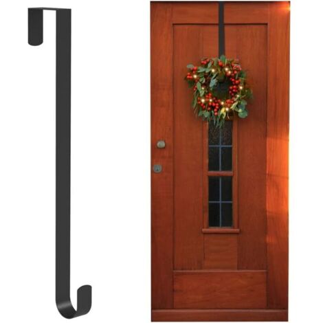 38 cm Couronne Cintre pour Porte d'entrée Décoration de Noël en métal sur la Porte Crochet Simple, Noir (1/4)