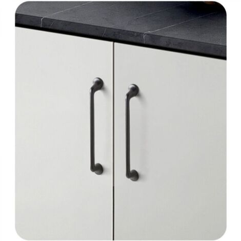 Ensemble de 2 poignées de meuble, poignée d'armoire, poignée de tiroir, poignée d'armoire de cuisine, gris, entraxe de 192 mm, alliage de zinc (1/4)