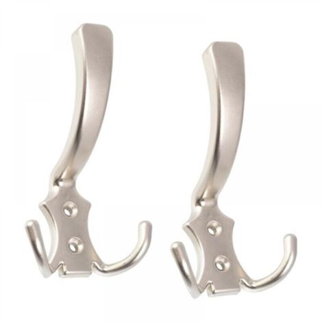 Lot de 2 Patères murales triples - crochet/cintre suspension porte-manteau chapeau peignoir salle de bain serviette douche WC (1/4)