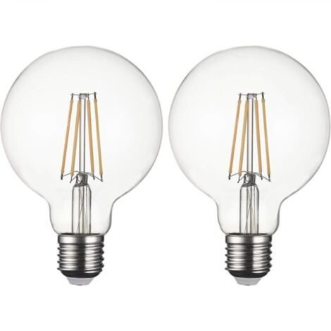 Ampoule LED E27 G95 à filament, sans scintillement à vis Edison 40W 850 lm jaune chaud 2200 K, non variable - Lot de 2 [Classe énergétique A+] [Classe énergétique F] (1/4)