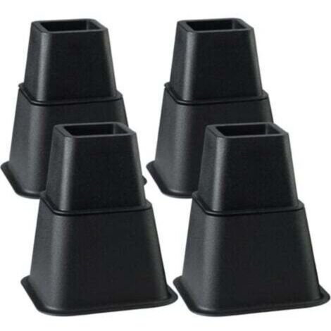 Rehausseur Pieds de lit Rehausseur Meuble,Ajouter 3 Hauteurs Réglables de 7,5CM 13CM ou 20,5CM (4 Paires, Noir)