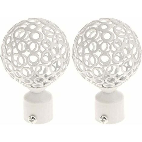 2pcs Embout Tringle à Rideaux 28mm Blanc, Paire Embout De Tringle à Rideau Draperie Rail PôLe TêTe Pour DéCoration Tringle à Rideau (1/4)