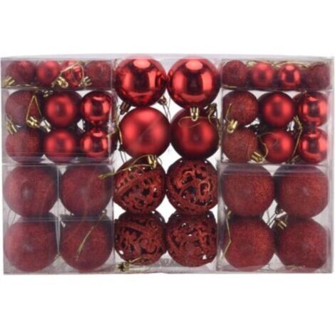 Boules de noël en plastique robuste, 100 pièces, ornements d'intérieur et d'extérieur, décorations d'arbre rouge (1/4)