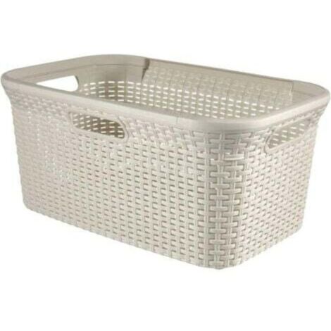 Panier à linge 45L Style -Bac à Linge propre et sale - Aspect Rotin Texturé - Bonne Aération - Poignées Ergonomiques - Corbeille pour Salle de Bain ou Buanderie - 59,2x38x27 cm (1/4)