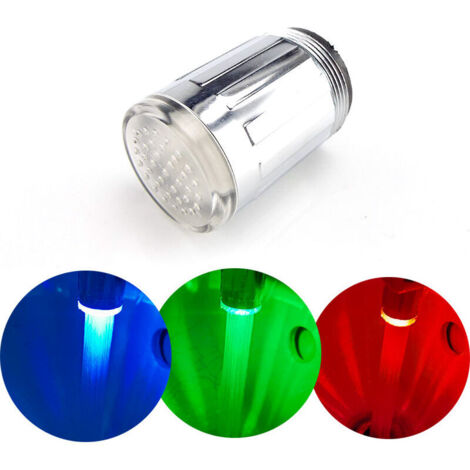 Automatique 3 couleurs changeantes LED lueur robinet robinet buse d'eau lumineuse tête lumière bec de douche pour cuisine salle de bain bassin (1/4)