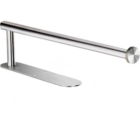 Porte-papier toilette en acier inoxydable argenté longueur 34 cm salle de bain cuisine support mural peut être collé au mur sans perçage, 1 pièce (1/4)
