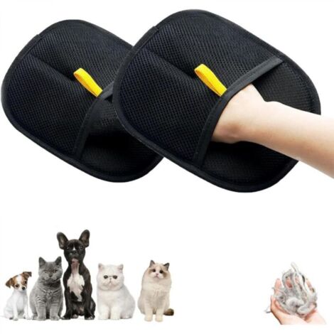 Lot de 2 gants de toilettage réutilisables pour animaux de compagnie, pour le bain, l'élimination des poils et le toilettage des animaux (1/4)