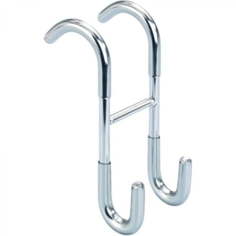 Crochet de douche, 2 crochets, pour cabines de douche et radiateurs, pour raclette et essuie-mains, en acier inoxydable, 5 x 12 x 7,5 cm, argent brillant (1/4)