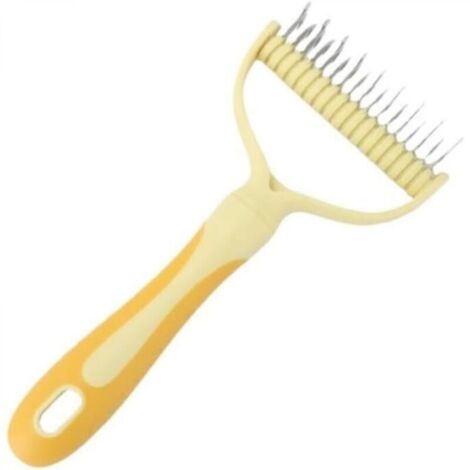 Brosse Professionnelle pour Chiens et Chats, Brosse à Poils Longs, Peigne Double Face Anti-nœuds - Jaune (1/4)
