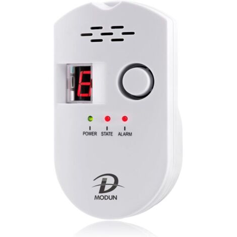 Détecteur de Gaz, Détecteur de fuite de gaz LPG/Gaz Naturel/Charbon, Moniteur de Capteur Enfichable avec Alarme sonore et affichage numérique à LED