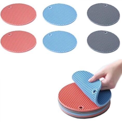 Tapis en silicone antidérapant résistant à la chaleur, ouvre-boîte, manique de table de cuisine, tapis, 6 pièces (1/4)