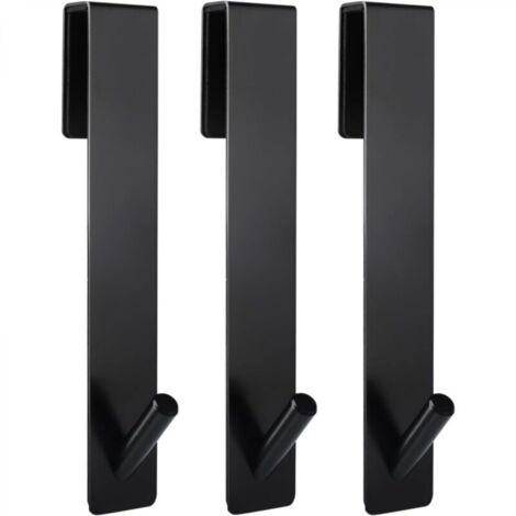 Crochets de porte allongés (18cm) pour porte de douche en verre sans cadre, crochets porte-serviettes, lot de 3,Noir (1/4)