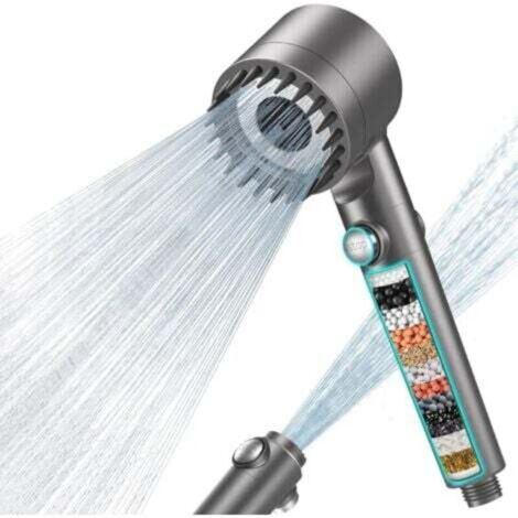 Pommeau de Douche Anti Calcaire avec 15 Étapes Filtre et avec Tuyau 1,5M Pommeau Douche Économie Deau Haute Pression Filtre Douche 3 + 1 Types de Jets (1/4)