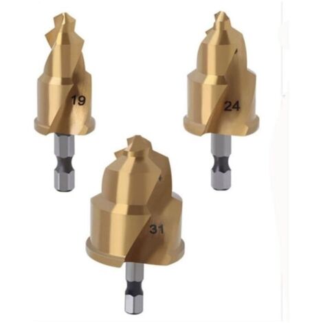 Lot de 3 Forets Étagés PPR pour Conduites d'Eau : 20/25/32 mm, avec Rainure Pivotante de Limite (Forets Coniques de Levage) (1/4)