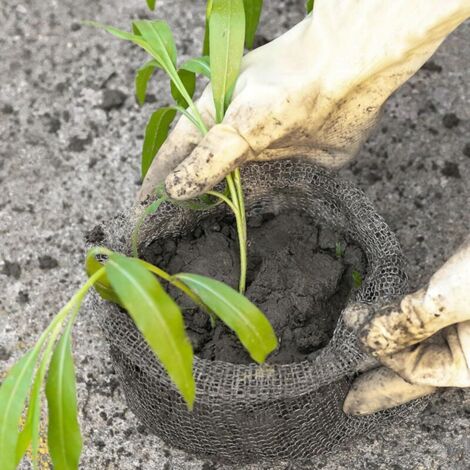 Lot de 12 paniers de Protection Contre Les Racines en Acier Inoxydable avec Filet de Protection Contre Les Racines et Paire de Gants pour protéger Les Plantes, Les Racines des Arbres, Les graines (1/4)