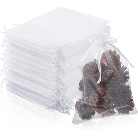 Lot de 100 filets blancs pour arbres fruitiers (15 x 20 cm), filets pour protéger les fruits, sacs réutilisables en organza (1/4)